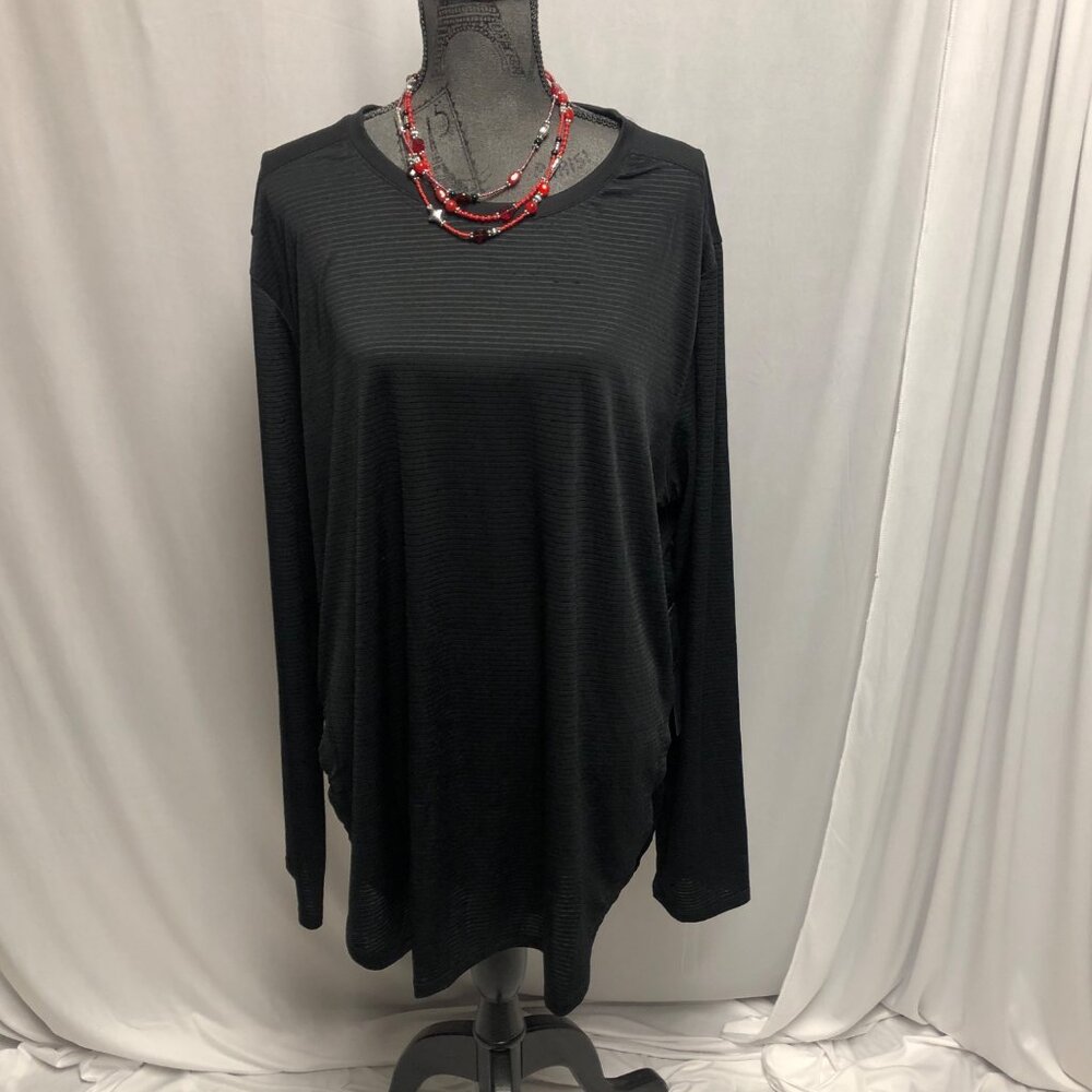 Mono B Sadie Shirt Womens Size 3X Black Ribbed Mesh Lightweight Stretchy Top NEW